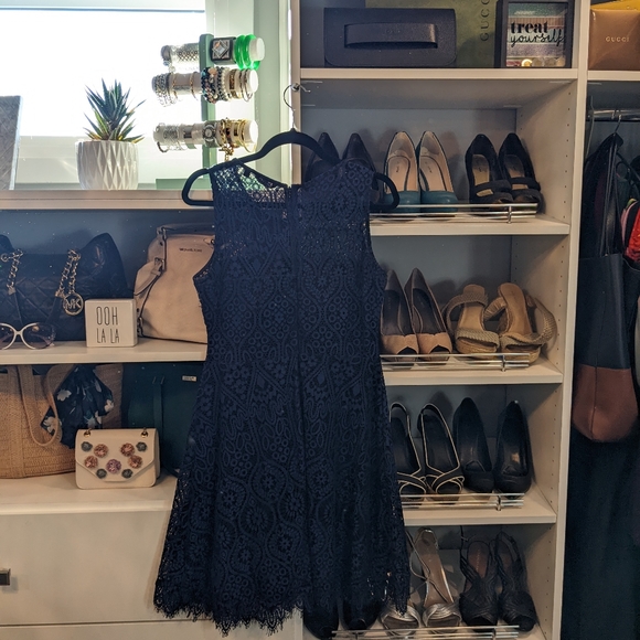 Reitmans Blue Lacy Fit and Flare Sleeveless Dress - Picture 6 of 6